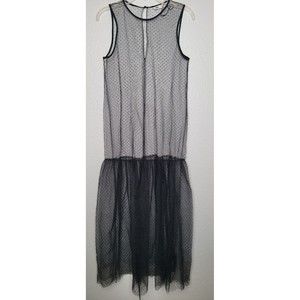Zara Sheer‎ Black Polka Dot Sleeveless Maxi Dress Tulle Size XS Dress Beach